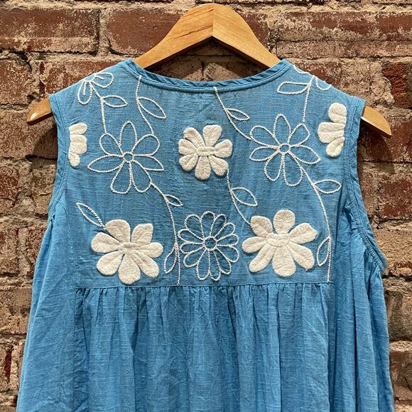 Uncle Frank 100% Cotton Embroidered Floral Mini Dress Size Small - Picture 6 of 8